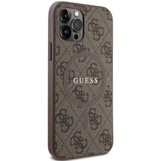Guess 4G Collection Leather Metal Logo MagSafe Case for iPhone 12 Pro / iPhone 12 - Brown