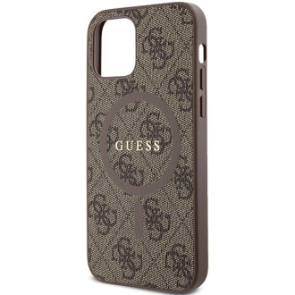 Guess 4G Collection Leather Metal Logo MagSafe Case for iPhone 12 Pro / iPhone 12 - Brown