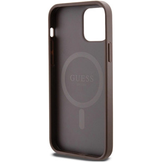 Guess 4G Collection Leather Metal Logo MagSafe Case for iPhone 12 Pro / iPhone 12 - Brown