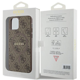 Guess 4G Collection Leather Metal Logo MagSafe Case for iPhone 12 Pro / iPhone 12 - Brown
