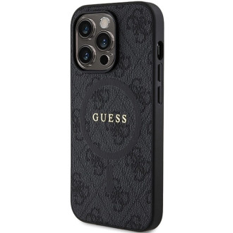 Guess 4G Collection Leather Metal Logo MagSafe Case for iPhone 13 Pro Max - Black