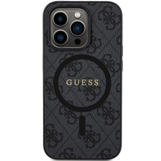 Guess 4G Collection Leather Metal Logo MagSafe Case for iPhone 13 Pro Max - Black