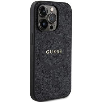 Guess 4G Collection Leather Metal Logo MagSafe Case for iPhone 13 Pro Max - Black