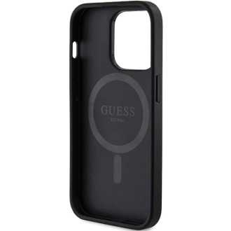 Guess 4G Collection Leather Metal Logo MagSafe Case for iPhone 13 Pro Max - Black
