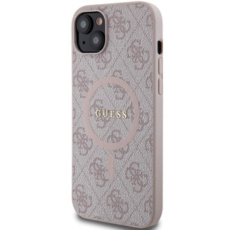 Guess 4G Collection Leather Metal Logo MagSafe Case for iPhone 14/15/13 - Pink
