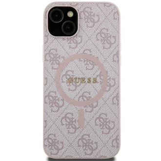 Guess 4G Collection Leather Metal Logo MagSafe Case for iPhone 14/15/13 - Pink