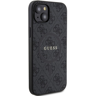 Guess 4G Collection Leather Metal Logo MagSafe Case for iPhone 15/14/13 - Black