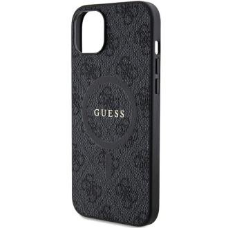 Guess 4G Collection Leather Metal Logo MagSafe Case for iPhone 15/14/13 - Black