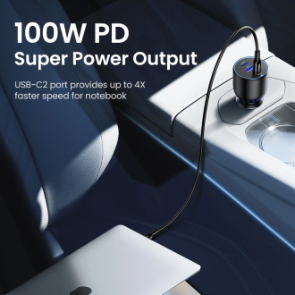 Ugreen CD293 car charger 2x USB-C PD and 1x USB-A 130W - black
