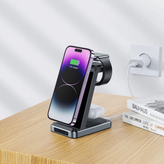 Tech-Protect QI15W-A26 inductive charger 15W 3in1 for smartphone / headphones / Apple Watch - black