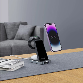 Tech-Protect QI15W-A26 inductive charger 15W 3in1 for smartphone / headphones / Apple Watch - black