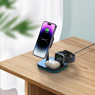 Tech-Protect QI15W-A27 3in1 inductive charger with stand with MagSafe for smartphone / Apple Watch / AirPods - black