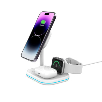 Tech-Protect QI15W-A27 3in1 inductive charger with stand with MagSafe for smartphone / Apple Watch / AirPods - white