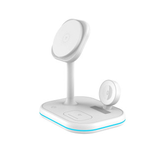 Tech-Protect QI15W-A27 3in1 inductive charger with stand with MagSafe for smartphone / Apple Watch / AirPods - white