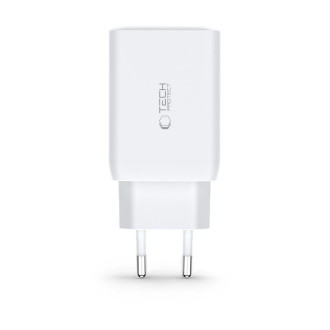 Tech-Protect C65W network charger 2x USB-C PD 65W / USB-A QC 3.0 - white