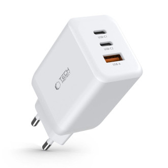 Tech-Protect C65W network charger 2x USB-C PD 65W / USB-A QC 3.0 - white