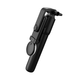 Selfie stick WR1YXS telescopic tripod 0.71m with round lamp - black