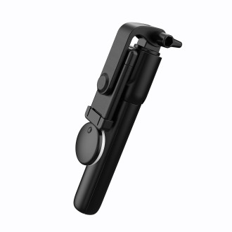 Selfie stick WH1YXS telescopic tripod 1m with round lamp and phone holder - black