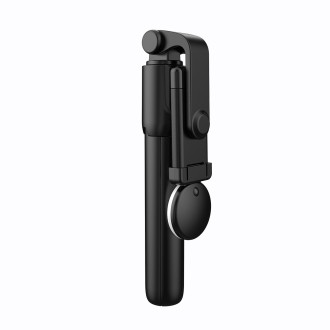 Selfie stick WH1YXS telescopic tripod 1m with round lamp and phone holder - black
