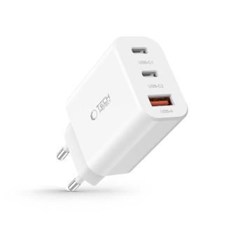 Tech-Protect NC30W network charger 2x USB-C PD 30W / USB-A QC 3.0 - white
