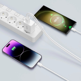 Tech-Protect NC30W USB-C PD 30W / USB-A QC 3.0 network charger - white