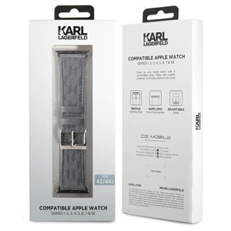 Karl Lagerfeld Saffiano Monogram strap for Apple Watch 42/44/45/49mm - silver