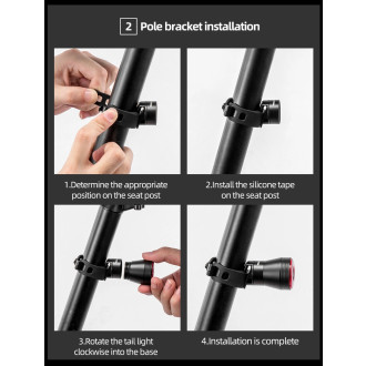 Rockbros Q5 Rear Bike Light with Intelligent Stop System - Black