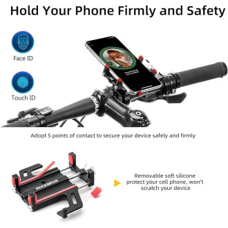 Rockbros 699-BK Aluminum Alloy Bicycle Phone Holder - Black