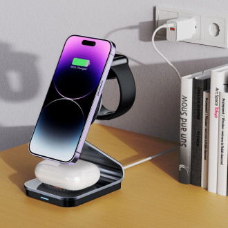 Tech-Protect QI15W-A29 3in1 inductive charger with MagSafe for smartphone / Apple Watch / AirPods - black
