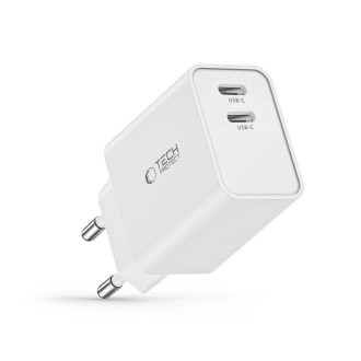 Tech-Protect C35W mains charger 2x USB-C PD 35W - white
