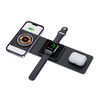 Tech-Protect QI15W-A31 3in1 inductive charger with MagSafe for smartphone / Apple Watch / AirPods - black