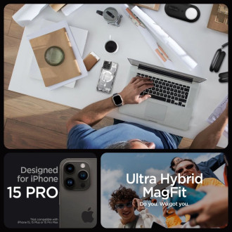 Spigen Ultra Hybrid Mag Case with MagSafe for iPhone 15 Pro - White (Zero One Pattern)