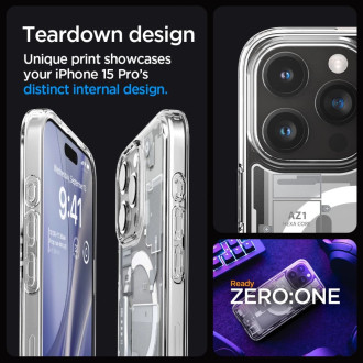 Spigen Ultra Hybrid Mag Case with MagSafe for iPhone 15 Pro - White (Zero One Pattern)