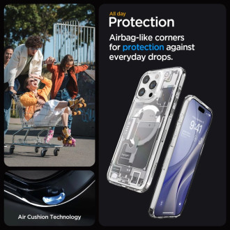 Spigen Ultra Hybrid Mag Case with MagSafe for iPhone 15 Pro - White (Zero One Pattern)