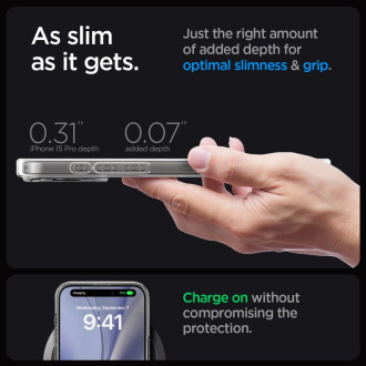 Spigen Ultra Hybrid Mag Case with MagSafe for iPhone 15 Pro - White (Zero One Pattern)