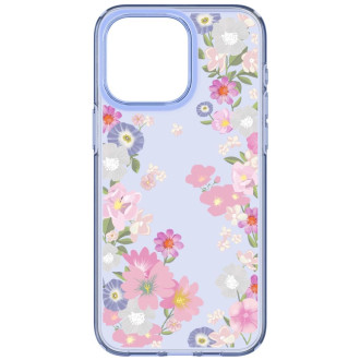 Spigen Liquid Crystal iPhone 15 Pro Case - Pink and Blue Flowers