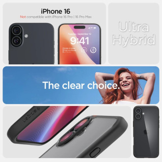 Spigen Ultra Hybrid iPhone 16 Case - Matte Black