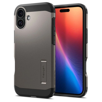 Spigen Tough Armor MagSafe case with stand for iPhone 16 - gunmetal