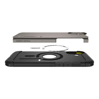 Spigen Tough Armor MagSafe case with stand for iPhone 16 - gunmetal