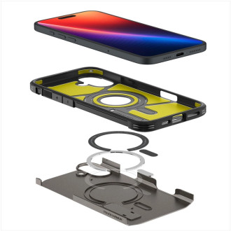 Spigen Tough Armor MagSafe case with stand for iPhone 16 - gunmetal