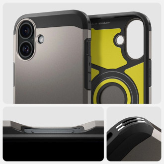Spigen Tough Armor MagSafe case with stand for iPhone 16 - gunmetal