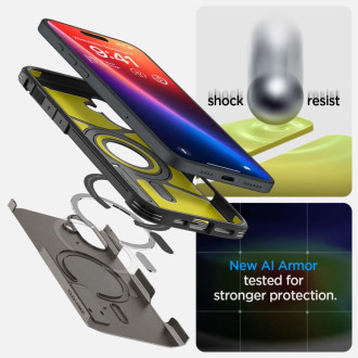 Spigen Tough Armor MagSafe case with stand for iPhone 16 - gunmetal