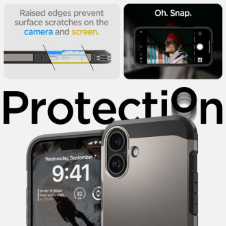Spigen Tough Armor MagSafe case with stand for iPhone 16 - gunmetal