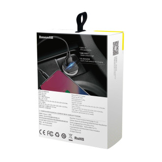 Baseus Square PPS smart car charger with USB Quick Charge 4.0 QC 4.0 and USB-C PD 3.0 SCP ports black (CCALL-AS01)