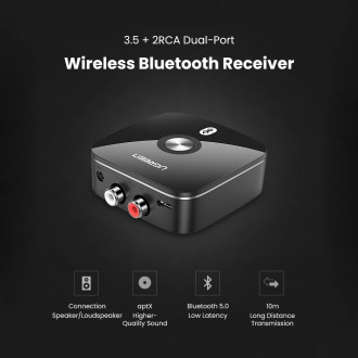 Ugreen adapter receiver Bluetooth 5.1 aptX 2RCA / 3.5mm mini jack black (40759)