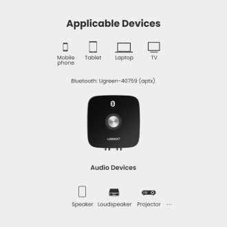 Ugreen adapter receiver Bluetooth 5.1 aptX 2RCA / 3.5mm mini jack black (40759)