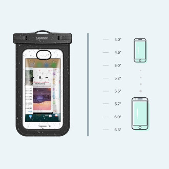 Ugreen LP186 60959 case waterproof IPX8 for 4-6.5" smartphone - black and transparent