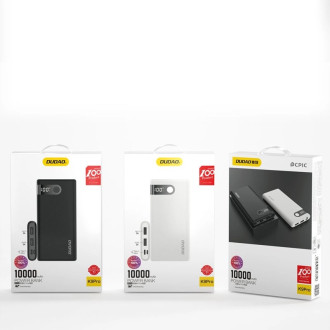 Dudao powerbank 10000 mAh 2x USB / USB Type C / micro USB 2 A with LED screen white (K9Pro-01)