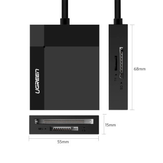 Ugreen CR125 30231 SD / micro SD / CF / MS memory card reader with USB 3.0 cable 0.5m - black