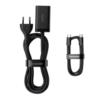 Baseus GaN3 Pro fast charger GaN 2 x USB Type C / 2 x USB 65W PD, QC4.0+, AFC, PPS + cable USB Type C - USB Type C 1m black (CCGP040101)